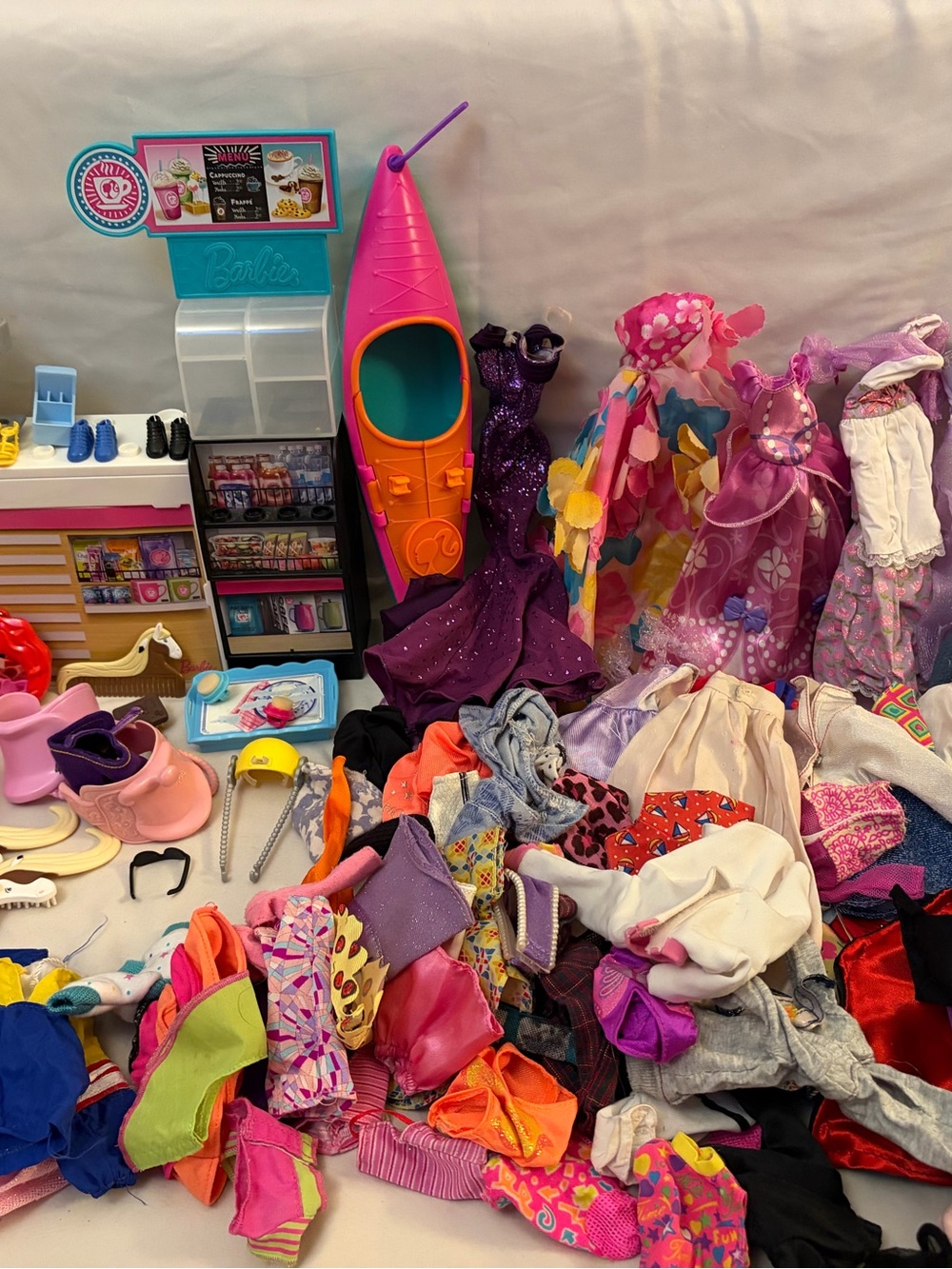 Barbie Fashion Playset with Pink, Purple and Orange Dresses & Accessories